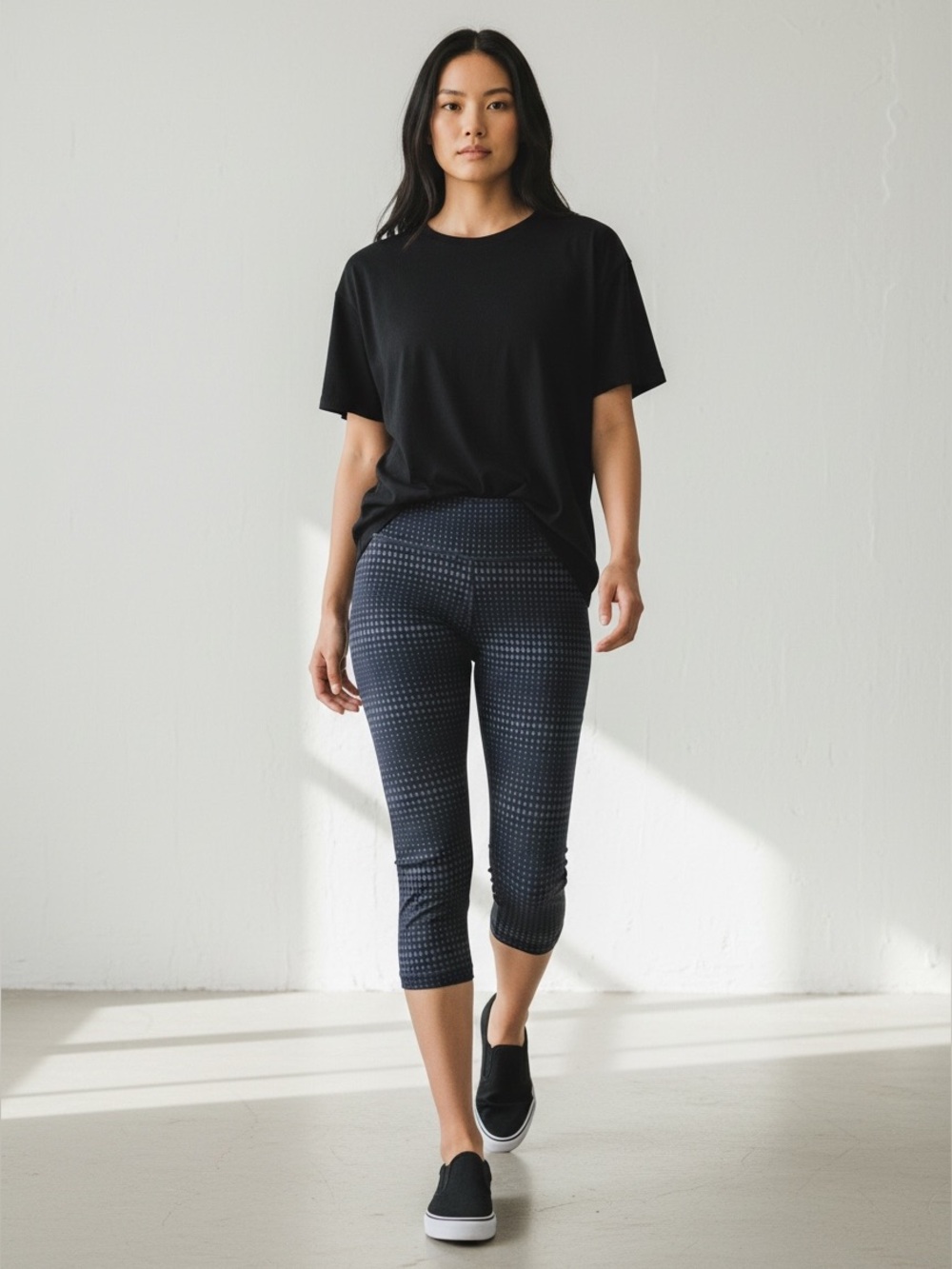Marika Tek Black & Gray Crop Leggings Small NWT